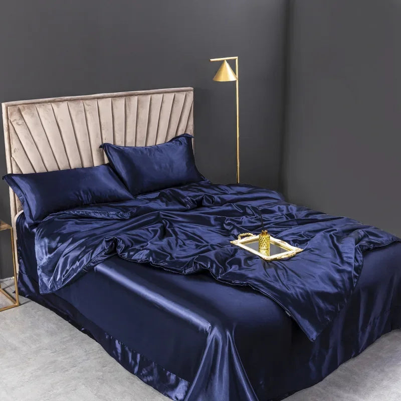 100% Pure Silk Bedding Sets High End Quilt Bed Cover Set Duvet Cover Bedsheet Pillowcases 4pcs Natural Luxury Bedcloth Sets