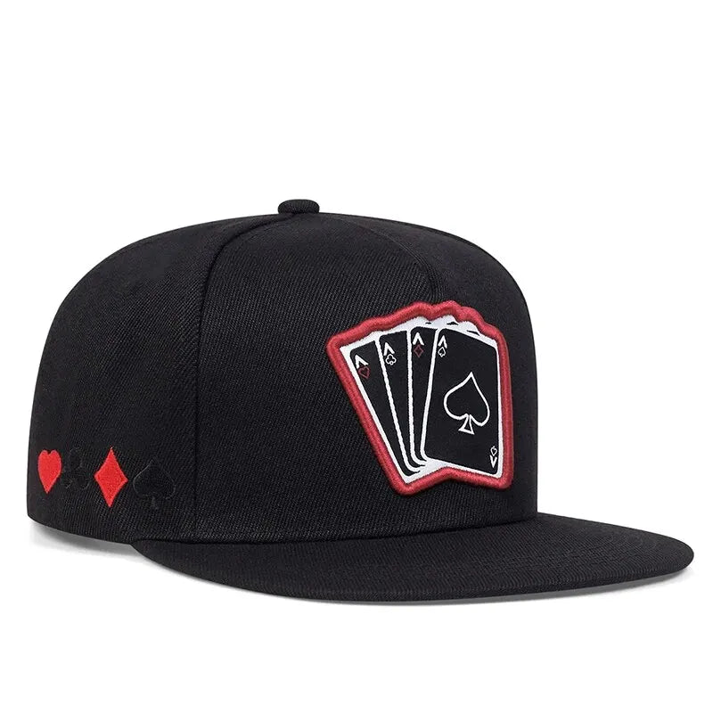2024 New Fashion Hip Hop Cap Men Women Adjustable Playing Card Embroidered Baseball Caps Outdoor Sun Hat Unisex Snapback Hats