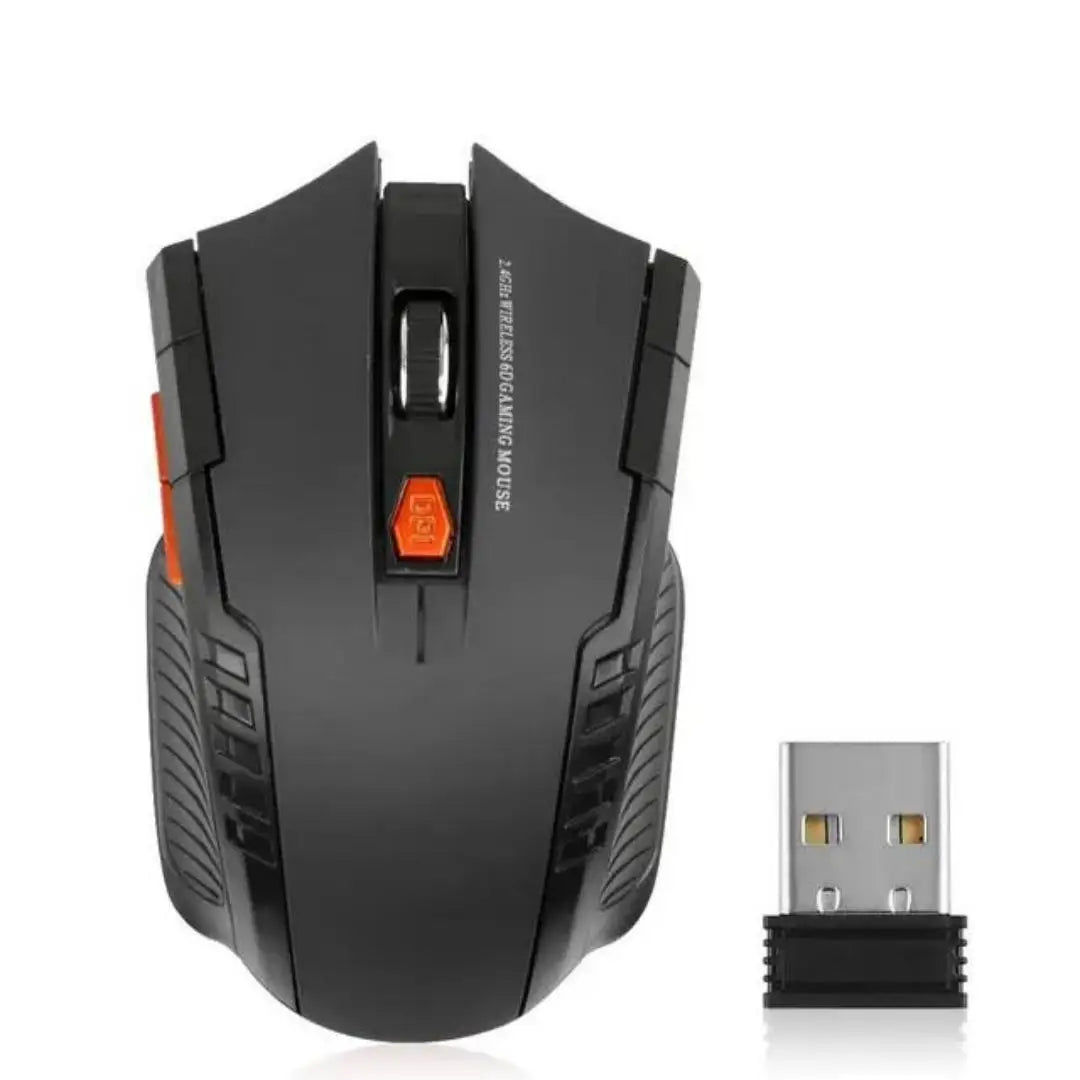 2.4G Wireless Black Mouse, Convenient Battery Powered, 1600DPI Optical Mouse, Computer Gaming Mouse with USB Receiver