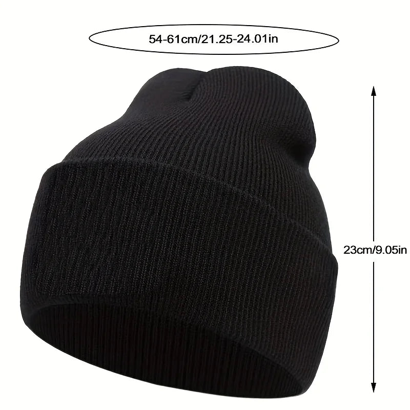 1PC autumn and winter men's and women's outdoor fashionable warm woolen hat simple and fashionable solid color knitted pullover